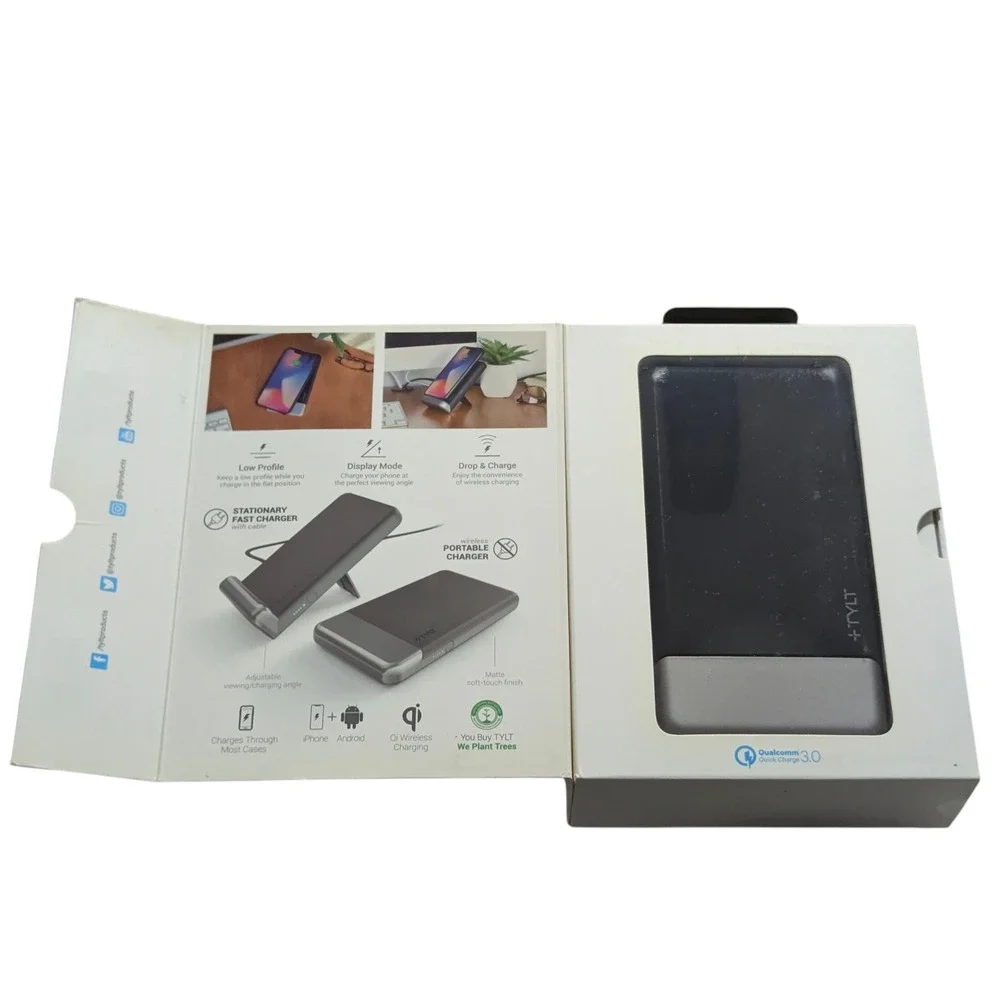 Bb-N TYLT Pivot Portable‎ Wireless Charger Stand Power Bank Qi 10W Fast Charging